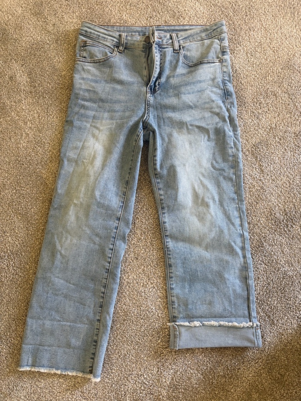 Grace and Lace Light Wash Women's Straight Crop Jeans